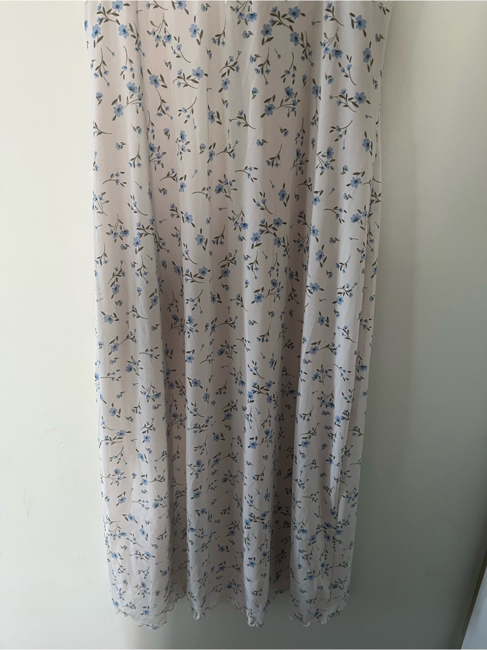 White Blue Ditsy Floral Cottagecore Babydoll Lace Midi Dress XL Romantic Dainty - Picture 3 of 9